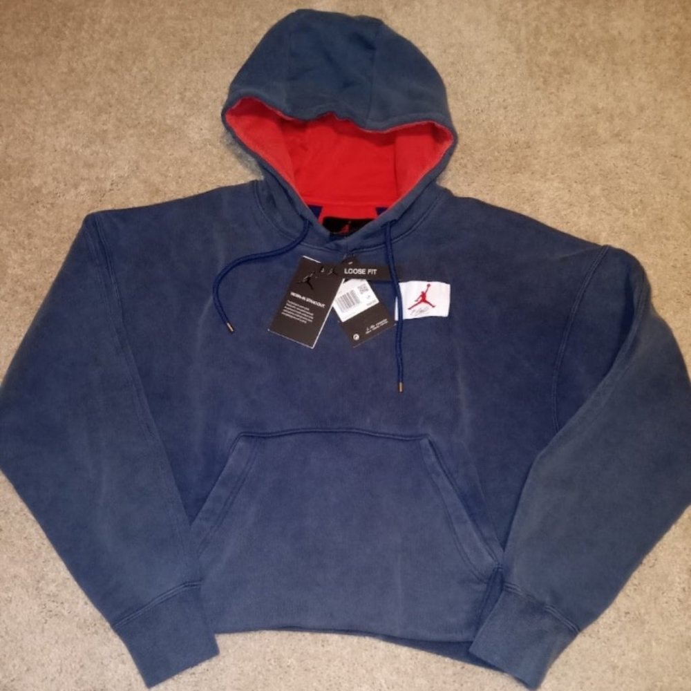 JORDAN FLIGHT FLEECE PULLOVER HOODIE Women size XS –Midnight Navy/University Red